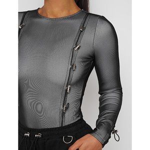 TOGGLE DETAIL MESH BODYSUIT - Manière De Voir